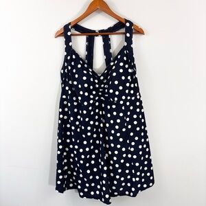 Evans navy blue with white polka dots swim dress